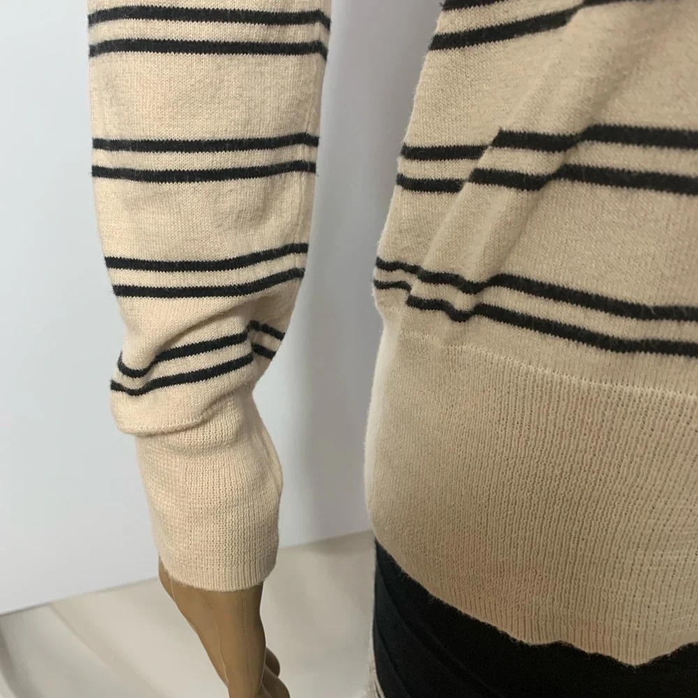 J.Crew Women’s Pink And Black Striped 100% Cotton Crewneck Sweater Size S